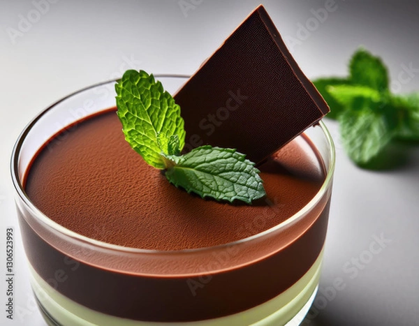 Obraz The mousse has a velvety-smooth texture with visible glossy layers and a perfectly cracked chocolate 