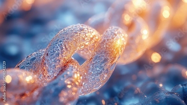 Fototapeta A close-up shot of a chain made of ice, often used in winter or cold-themed designs
