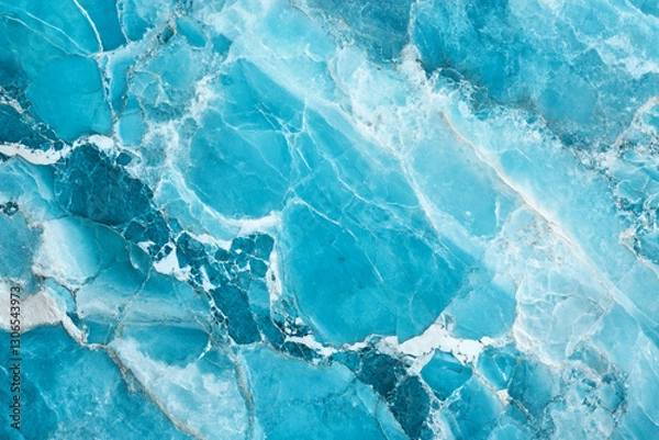 Fototapeta Azure marble with turquoise hues and contrasting white patterns