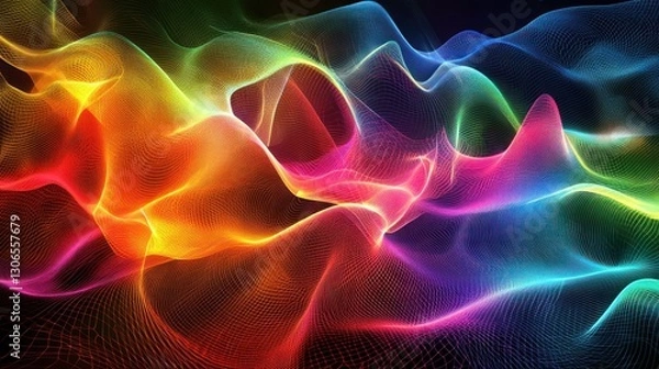 Obraz Rainbow waves abstract digital art background for design