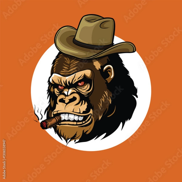 Obraz gorilla smoking with hat