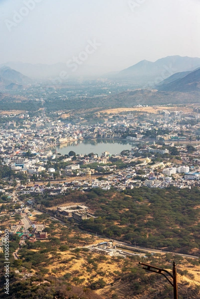 Obraz Aerial view of Pushkar city, Rajasthan, India, 28 Jan 2024