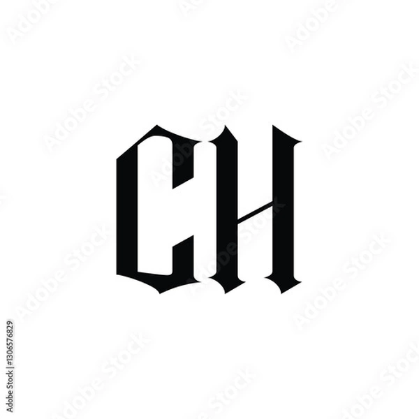 Obraz CH monogram logo design letter text name symbol monochrome logotype alphabet character simple logo