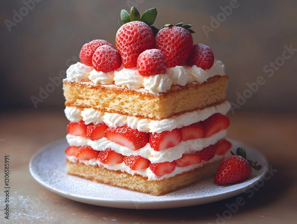 Fototapeta [Generative ai] 딸기 케이크와 생크림
