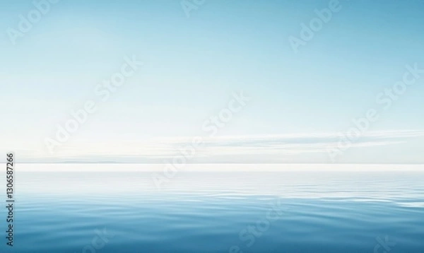 Fototapeta Calm Blue Ocean Water Ripples Under a Soft, Muted Sky Landscape