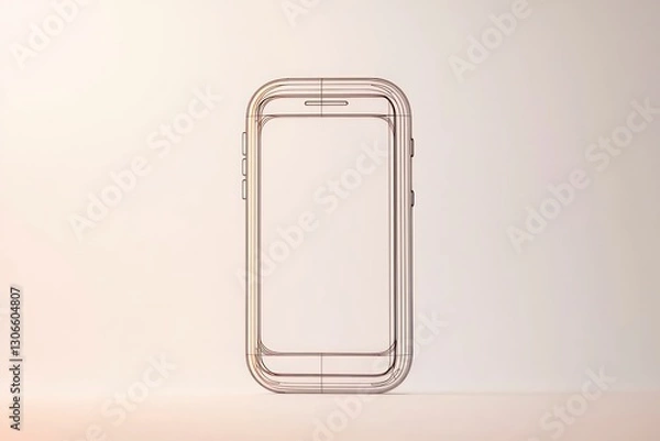 Fototapeta Clean and minimal 3D glyph icon of a smartphone for tech designs.