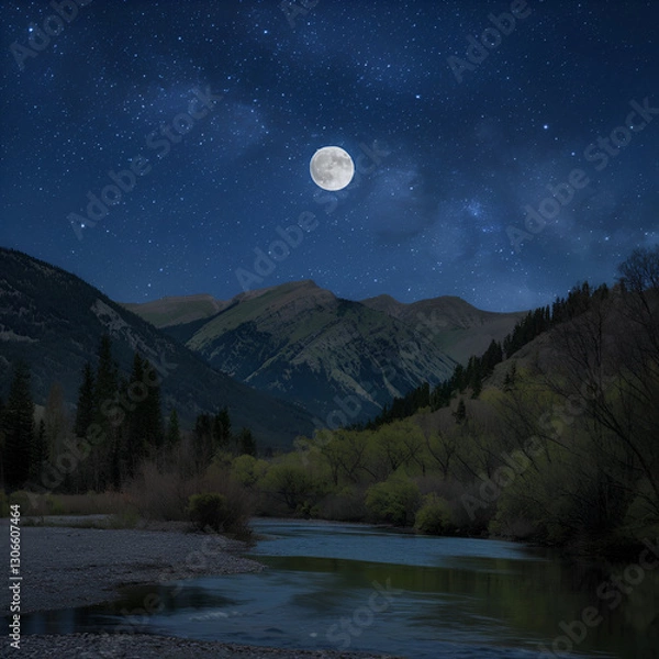 Fototapeta moon over the lake