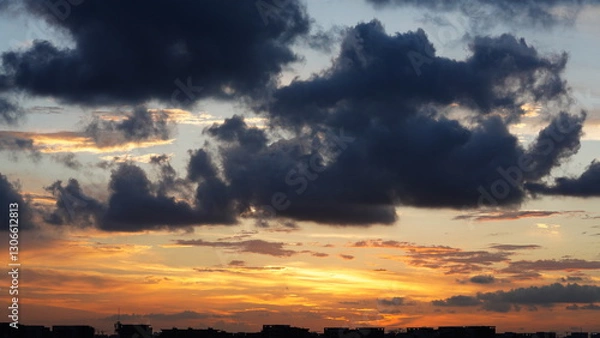 Obraz The beautiful and cloudy sky sunset view before the typhoon coming in summer
