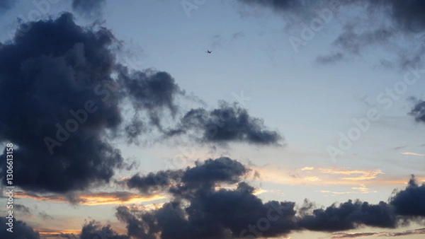 Obraz The beautiful and cloudy sky sunset view before the typhoon coming in summer