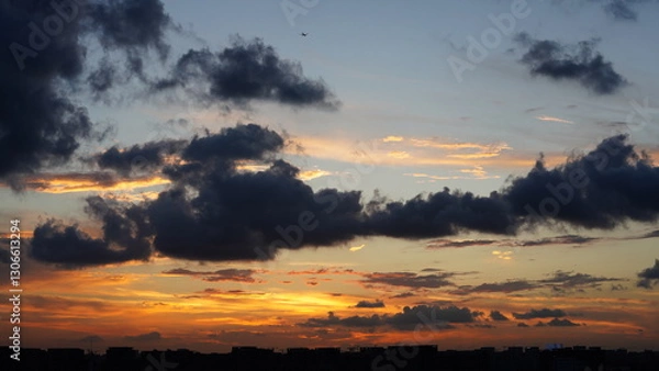 Obraz The beautiful and cloudy sky sunset view before the typhoon coming in summer