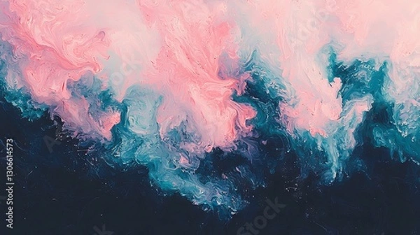 Fototapeta Stock wall decoration photo featuring inspirational and tender floral illustrations created with oil paint, characterized by fluid abstract expressionism and vibrant aesthetics of blooming flowers