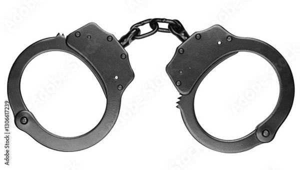 Obraz Classic black chain handcuffs isolated