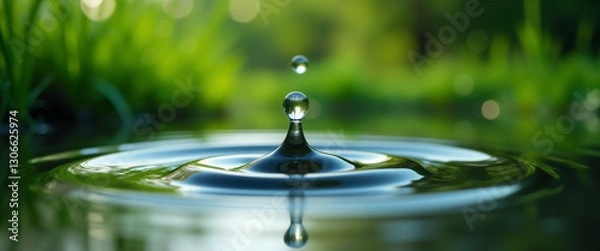 Fototapeta Beautiful Water Droplet in Calm Reflection