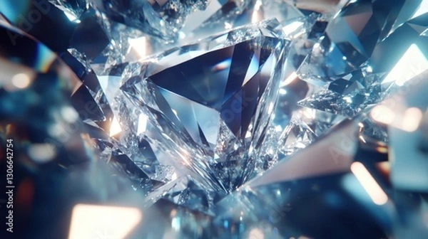 Obraz Sparkling crystal facets close-up, dark background