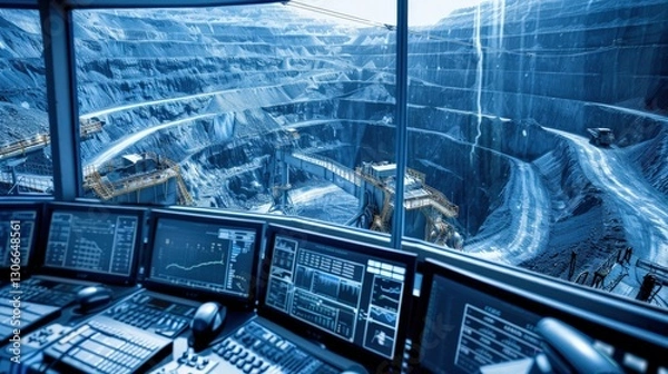 Obraz Panoramic View of Modern Open Pit Coal Mine Control Center