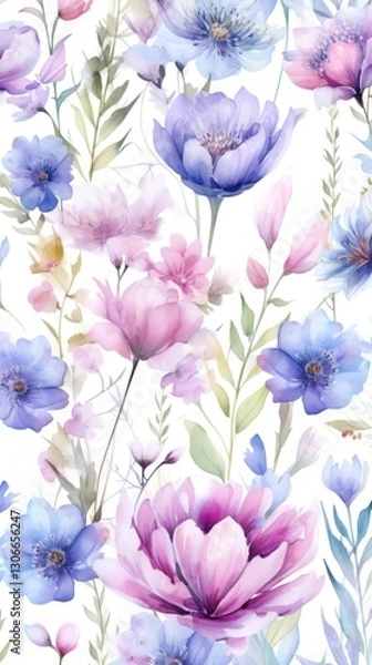 Fototapeta Spring flowers pattern blossom plant.