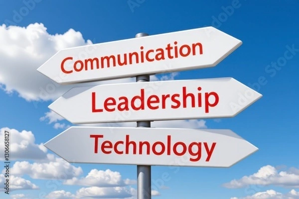 Obraz Directional Signpost Communication Leadership Technology Choices Future Path