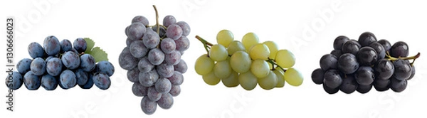 Fototapeta Appetizing bunches of grapes. A set of isolates. AI generated item.