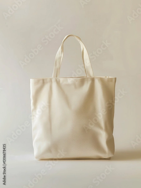 Fototapeta A simple, cream-colored tote bag with two handles, ideal for shopping or daily use.