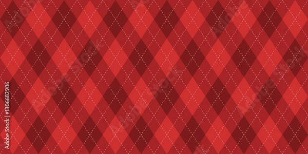 Obraz Argyle texture. Red argyle vector pattern. Seamless retro clothing print design. Argyle background.