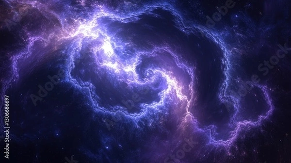 Fototapeta Mystical cosmic swirl with shining stars in deep space background