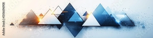 Obraz Blue Triangles Abstract Background, LinkedIn cover, copy space, AI Generated
