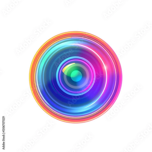 Fototapeta Photographer lens holographic 3D icon. neon symbol vector illustration isolated on white background. Generative AI