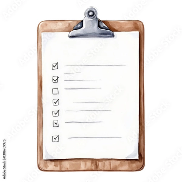 Fototapeta Clipboard Holding Checklist with Checked and Unchecked Boxes