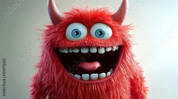 Obraz Vividly illustrated, the fierce red-furred creature stands poised, its fiery mane flowing as it bellows wide open with an elongated tongue. Its penetrating gaze emanates from intense, dark eyes, capti