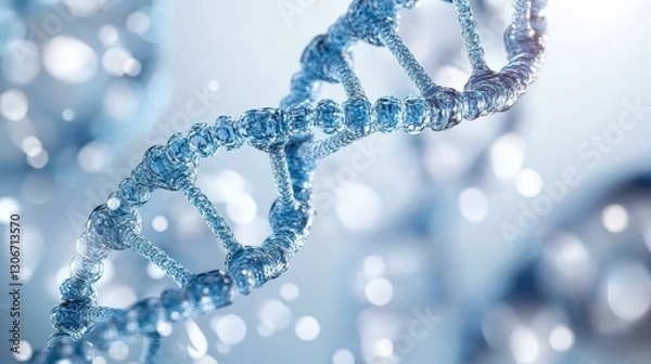 Fototapeta Stunning Close-Up of a Blue Double Helix Structure with Sparkling Elements Symbolizing Genetic Science and Molecular Biology Research Concepts, DNA and biology concept