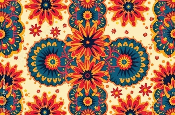 Fototapeta Hand drawn abstract seamless pattern, ethnic background, simple style - great for textiles, banners, wallpapers, wrapping 