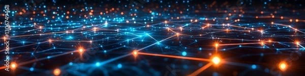 Fototapeta Digital Intelligence Pathways: A grid of AI-driven pathways creating a vast interconnected virtual world