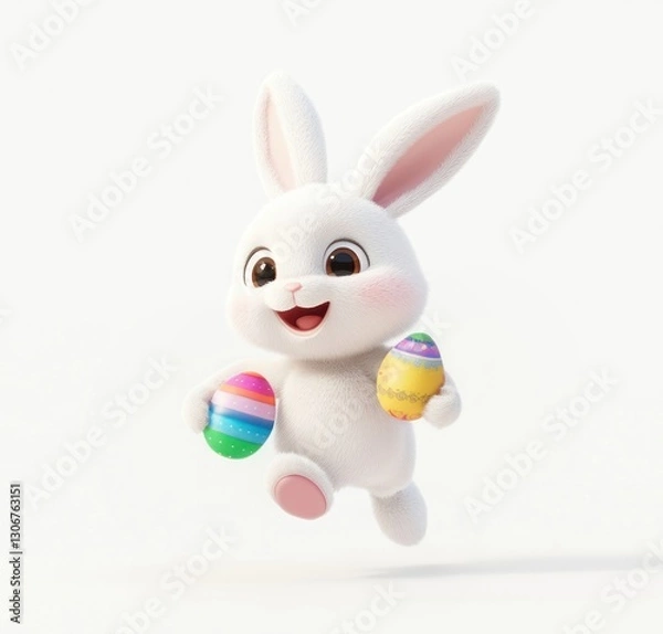 Fototapeta Easter bunny rabbit easter eggs.