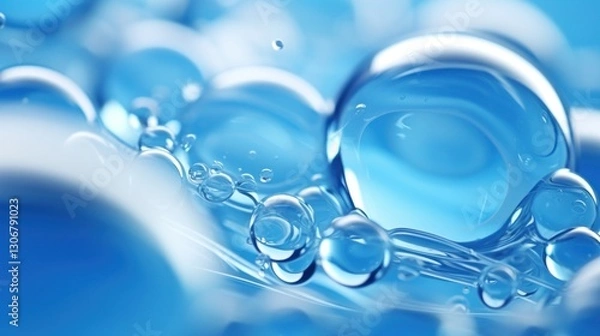 Obraz Bubbles rising blue wallpaper abstract.