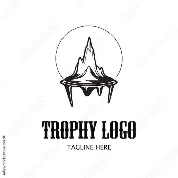 Fototapeta A stylized mountain logo, melting down, for a trophy design
