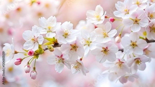 Obraz Cherry Blossom Branch Close-Up