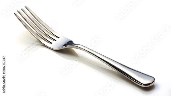 Fototapeta Silver Fork on White Background
