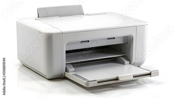 Obraz Compact White Printer with Open Paper Tray
