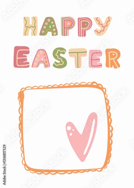Fototapeta Happy Easter in green pink and beige colors 33