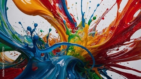 Fototapeta Abstraction of energy and artistic expression in three-dimensional form as a liquid splash effect. Generative AI.