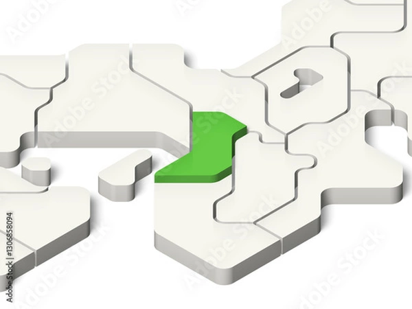 Fototapeta 日本地図　大阪府（背景透過, 影付き）