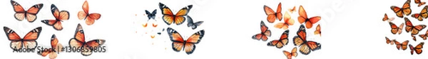 Fototapeta Vibrant Butterflies Swarming Amongst Blooming Flowers and Lush Foliage in a Serene Garden Setting