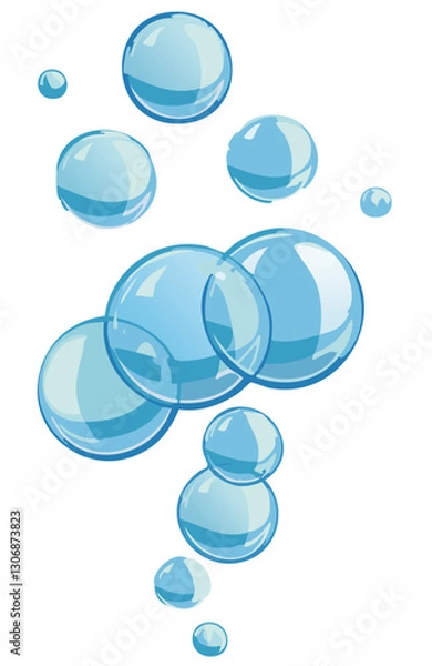 Fototapeta Group of floating blue bubbles