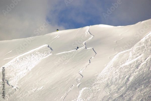 Obraz Large avalanche set by skier