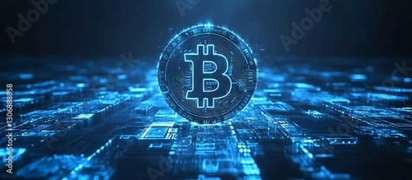 Fototapeta High-Tech Digital Business Background with Blockchain Patterns and Circuit Textures