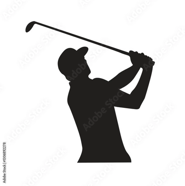 Fototapeta Golf player icon, golfer abstract vector silhouette