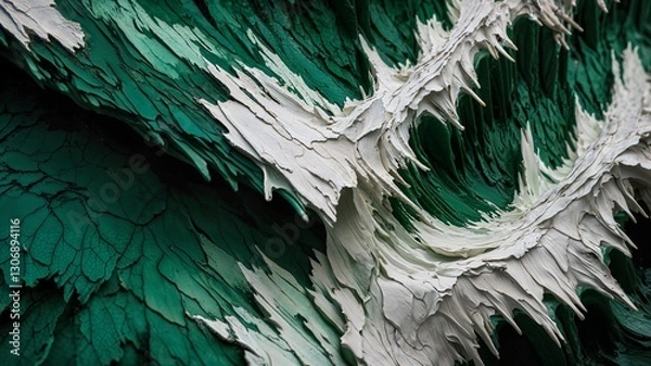 Obraz The green and white gradient and rough texture enhance the visual impact, creating a dynamic and modern work. Generative AI.