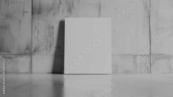 Fototapeta white canvas mockup for artists leaning on the concrete wall