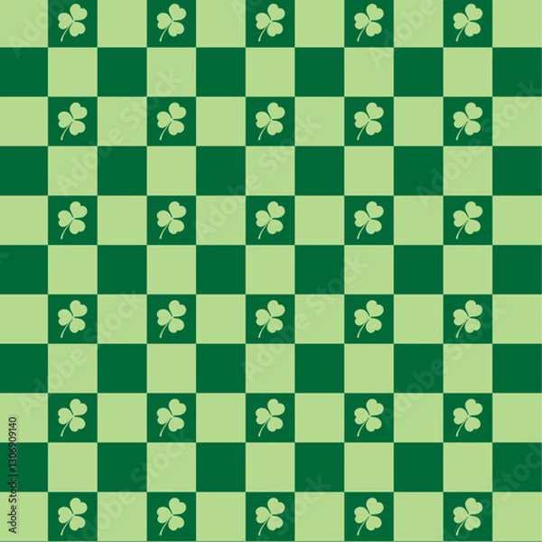 Fototapeta Vector Pattern Saint Patricks day checkered Lucky clovers art