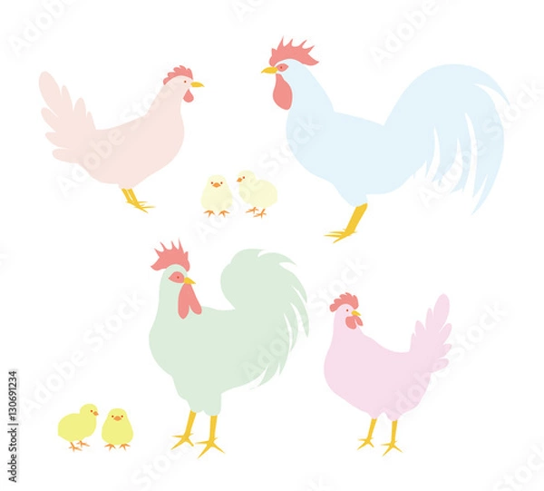 Obraz ニワトリ　干支　酉年　パステル